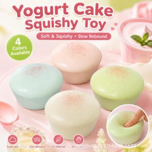 Handmade Soft Stress Relief Squishy Peach & Matcha Color Mix Realistic Bread Replica Novelty Food To