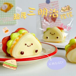 Handmade Extra Thick Sandwich Squishy | Layered Burger & Toast Design | DIY Removable Slow Rebound |