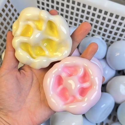 Handmade Snow Skin Mochi Squishy 🍡 Pure Handcrafted Viral Stress Relief Toy with Crunchy Sounds Cut - Image 2