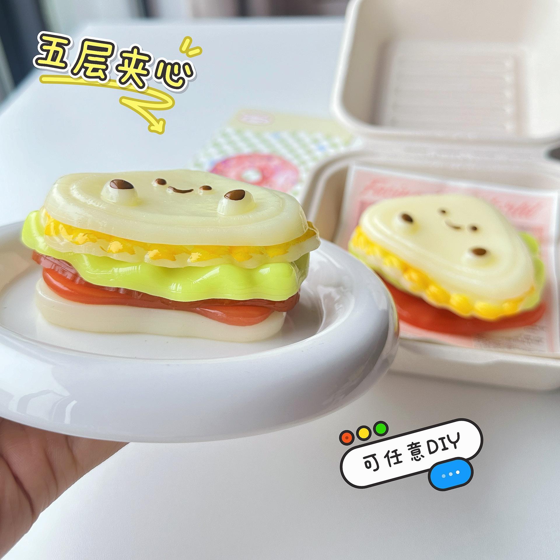 Handmade Extra Thick Sandwich Squishy | Layered Burger & Toast Design | DIY Removable Slow Rebound | - Image 4