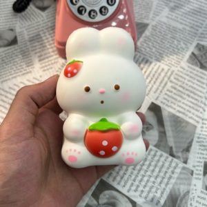 Wet-Soft Strawberry Bunny Slow-Rise Squishy